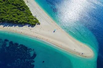 Croatia's most famous beach, Zlatni Rat, near Bol on the island of Brač 