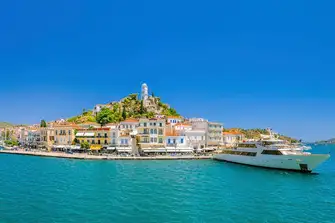 Poros' old town oozes laid-back charm and sun-soaked colour