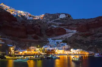 The fishing village in Ammoudi Bay, beneath the town of Oia on Santorini's north west tip, is where you'll find some sea-fresh fish