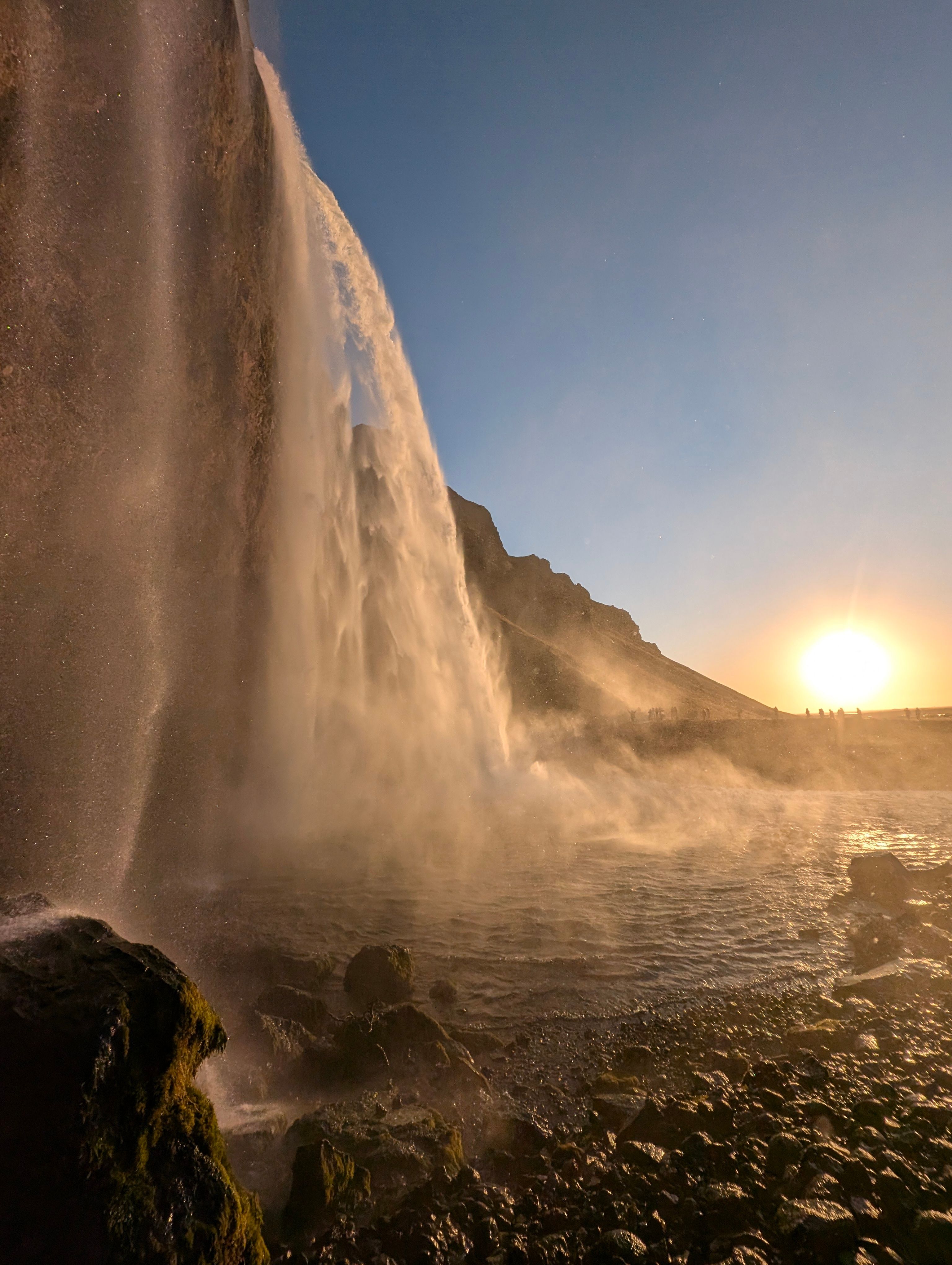 Seljalandsfoss waterfall at sunset