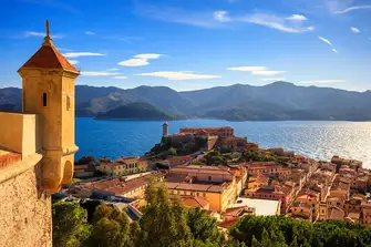The heart-meltingly pretty 16th century city of Portoferraio, capital of the largest island in the Tuscan archipelago, Elba