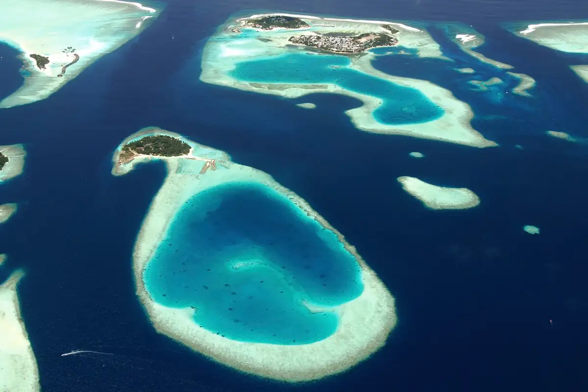 Panoramic view of Maldives islands