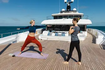 Yoga on the foredeck, for calm mind and body