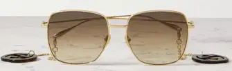 Gucci oversized embellished square frame gold-tone sunglasses