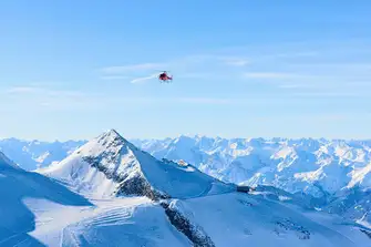 Choose your piste with the view from the helicopter above Hintertux Glacier in Austria