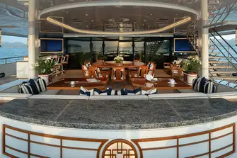 ALBATROSS The open-air dining area on the main deck aft- 