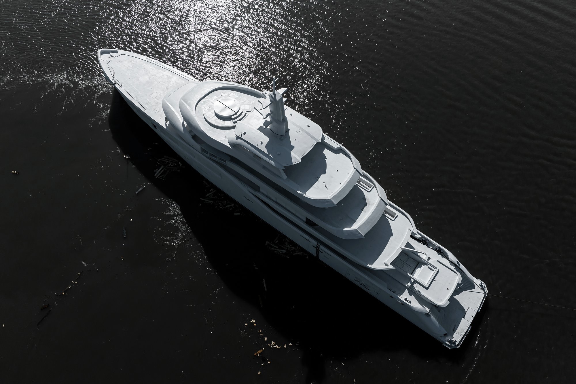 The yacht will now begin the journey to Damen Yachting's fitting out facility in Vlissingen, The Netherlands