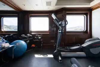 Work out in air-conditioned comfort in the bridge deck gym