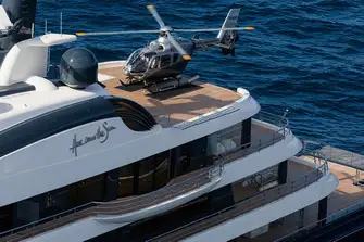 The sun deck was extended to create a helipad and there is a touch-and-go helipad on the foredeck