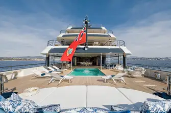 The central feature of the main deck aft is the 7x4m (23x13.1ft) counter-current pool