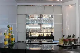 One of the yacht's many bars has a surround by famous artistic glassmaker Lalique