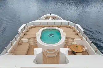 There is a large jacuzzi forward on the sun deck