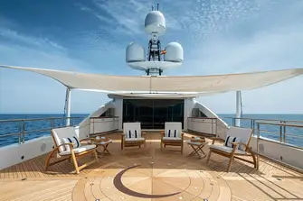 The sun deck helipad is a versatile space that serves well as a sun lounge