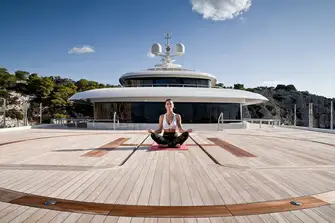 The helipad is ideal for morning yoga and a host of games and entertainment