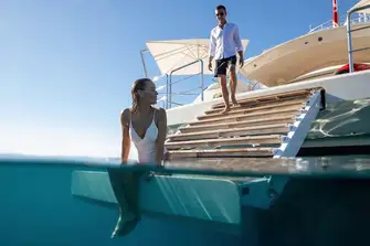 Hydraulic bathing steps mean anyone can get into or out of the water
