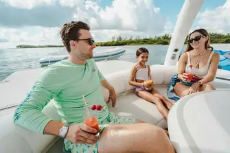 The yacht's inflatable beach club is where you'll find all the toys or chill in the Aquabana