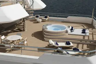 There's is a jacuzzi on the owner's expansive private terrace
