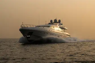 This high performance yacht cruises at 30 knots and has a top speed of 38 knots