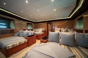 The yacht's relaxed cinema room