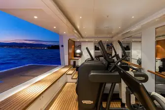 The lower deck gym with fold-down sea terrace