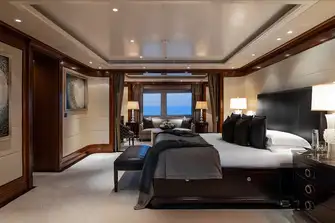 A generous full-beam owner's suite forward on the main deck