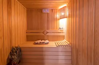 The master suite has its own sauna