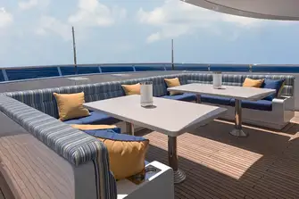 SUNONE - The sun lounge and open air dining area forward on the sun deck