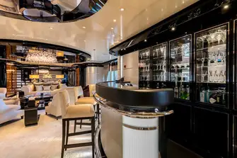 TALISMAN C - Looking forward in the main saloon, from the bar to the lounge and the formal dining area