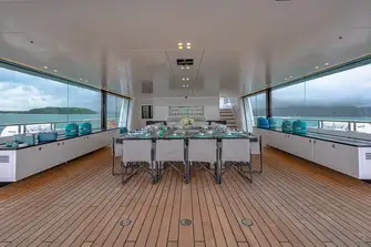There's open-air dining and plenty of entertaining space on the aft bridge deck