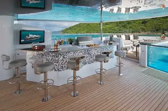 The sun deck is spacious and packed with great features