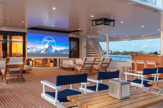 Outdoor cinema on the main deck aft