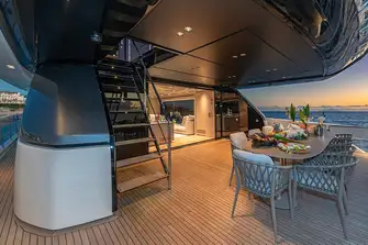 There is open-air dining on the main deck aft