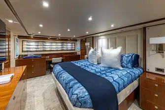 The full-beam owner's suite is on the lower deck