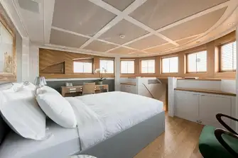 Panoramic views in the owner's suite, forward on the main deck