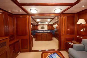 Looking to starboard from the saloon into the dining room