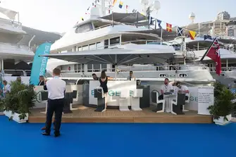Our espresso bar at Monaco Yacht Show 2019 was built by Ecobooth with decking by Lignia