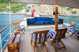 Sun loungers and a huge sunpad on the upper deck aft