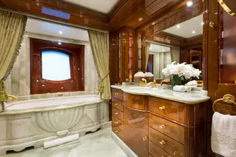 The owner's bathroom with feature bath