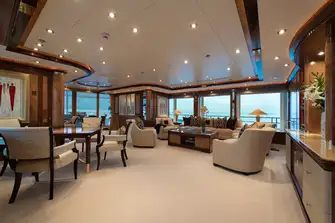 Looking aft in the main deck lounge