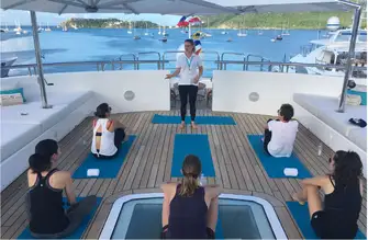 Ameliates, with the yacht's personal trainer Amelia, is a great way to start the day