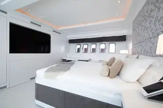 The full beam owner's suite on the lower deck