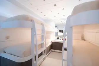 The four berth bunk cabin is a popular family friendly charter feature
