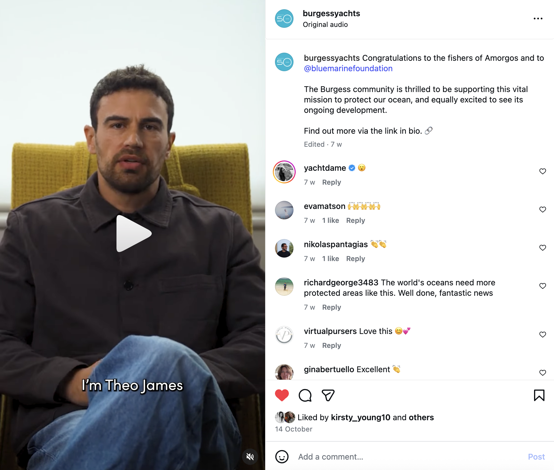 Theo James Blue Marine Foundation Burgess