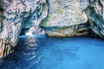 Capri's famous Blue Grotto, caves in the cliffs on the island's north western tip