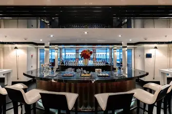 The main deck bar services both the saloon and the aft deck lounge