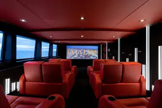 The yacht's large dedicated cinema has black-out blinds