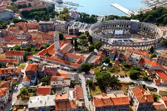 The harbour-side Roman amphitheatre in Pula is beautifully preserved