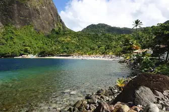 The beach at the base of the Pitons