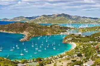 The view from Antigua's Shirley Heights overlooks English Harbour and Falmouth Harbour