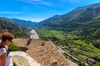 From the village of Entrevaux, you can see the Var River wind down the valley towards the Mediterranean
